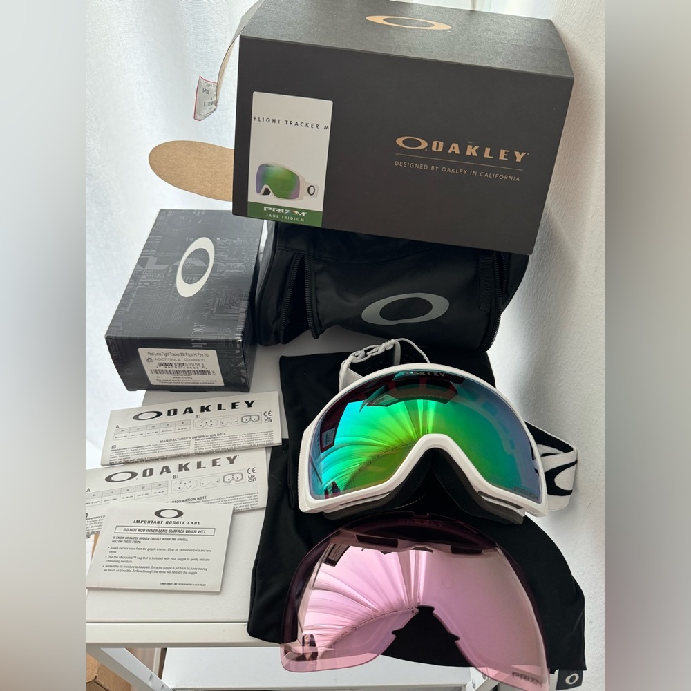 Oakley Flight Tracker M Snow Googles in Matte White with Two Sets of Lens